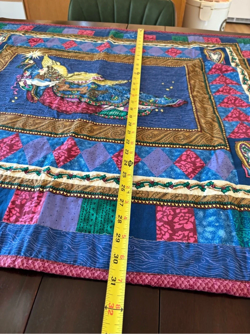 Vintage Y2K Daisy Kingdom Gilded Angel Completed Quilt 1996 Angel Wall Hanging
